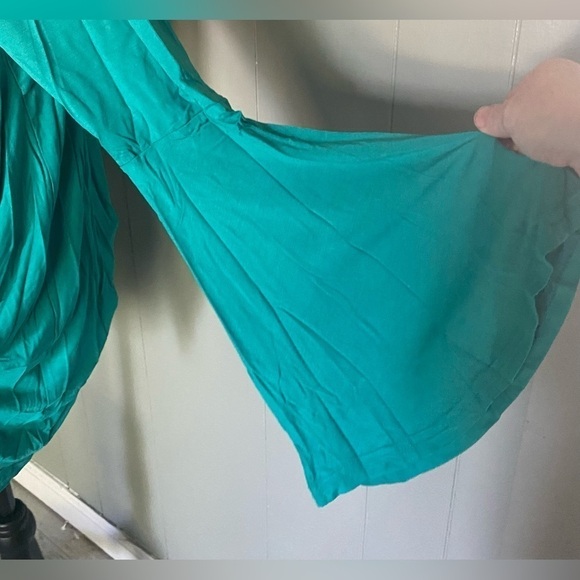 Crazy Train “Knot for Long” Womens Size Small Teal Tunic with Long Bell Sleeve - Picture 4 of 7